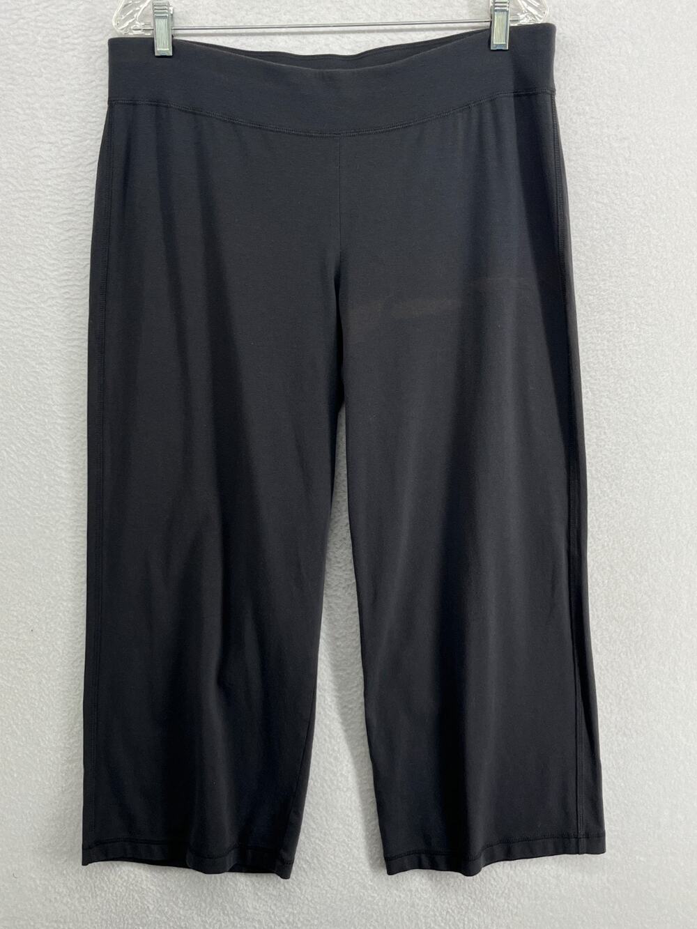 EILEEN FISHER Pants L Stretch Jersey Organic Cotton Straight Cropped Gray USA
